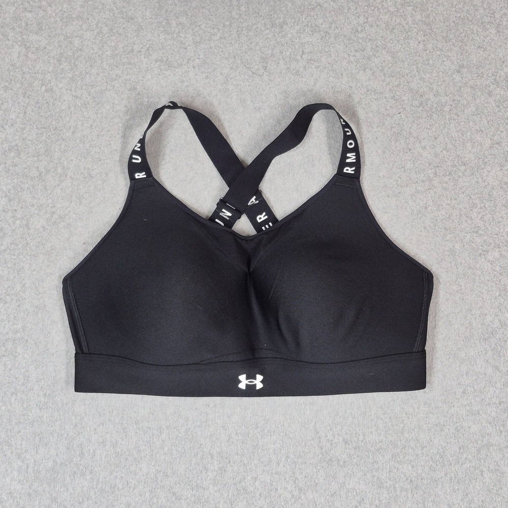 Under Armour Women Sports Bra Large Black Fitted Wireless Racerback